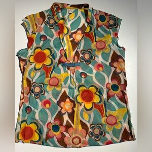 Like New Anthropologie Retro Floral Print Top